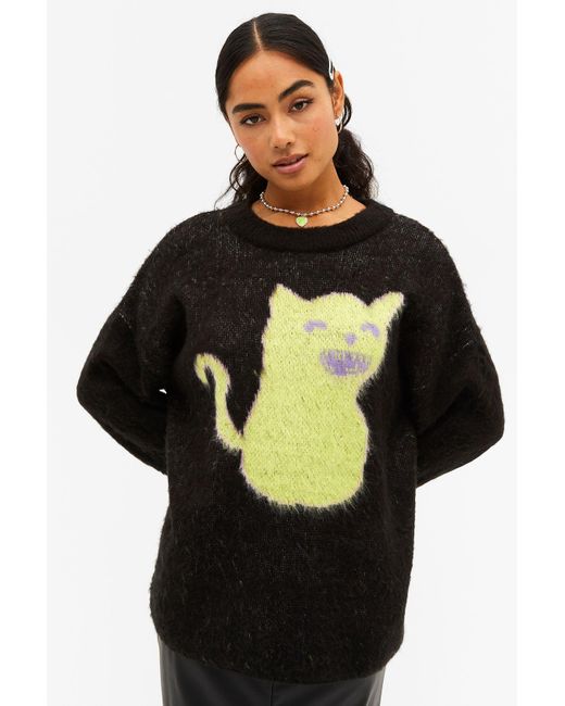 oversized black fuzzy sweater