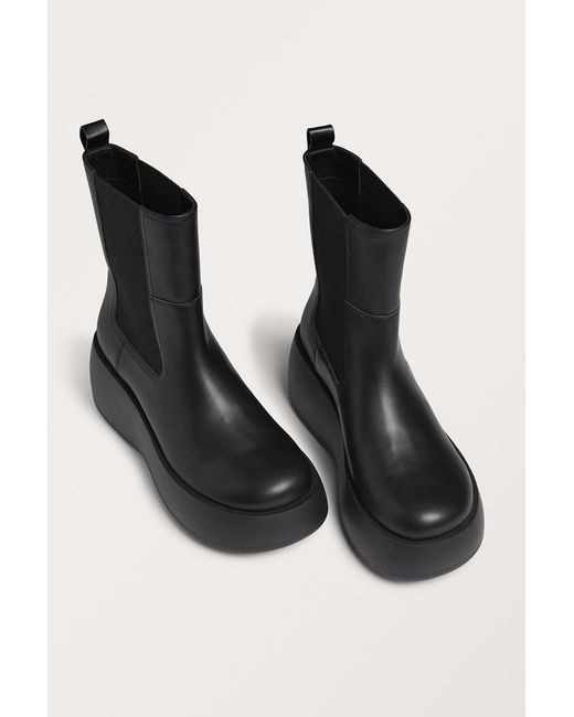 Monki Black Ankle-high Chelsea Flatform Boots