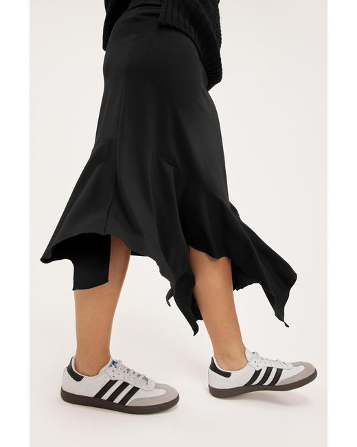 Monki Black Asymmetric Midi Skirt