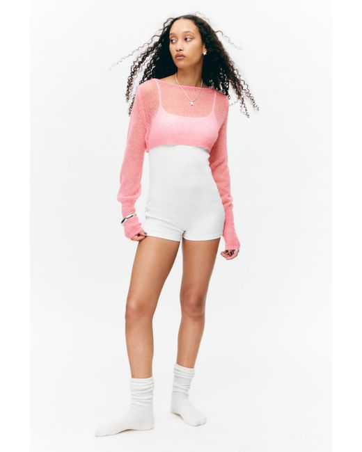 Monki Pink Soft Cropped Pyjama Sweater