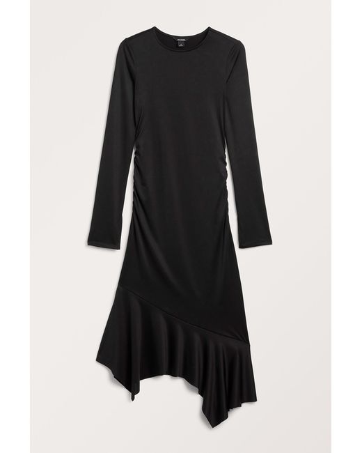 Monki Black Long Sleeved Asymmetric Dress