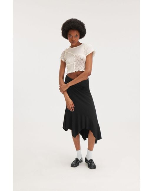 Monki Asos Ruffle Midi Skirt Monki Asymmetric Midi Skirt In Black