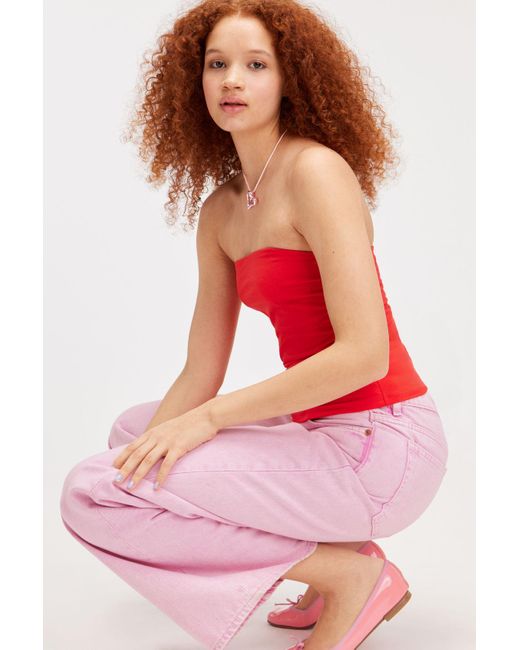 Monki Pink Smooth Fitted Tube Top