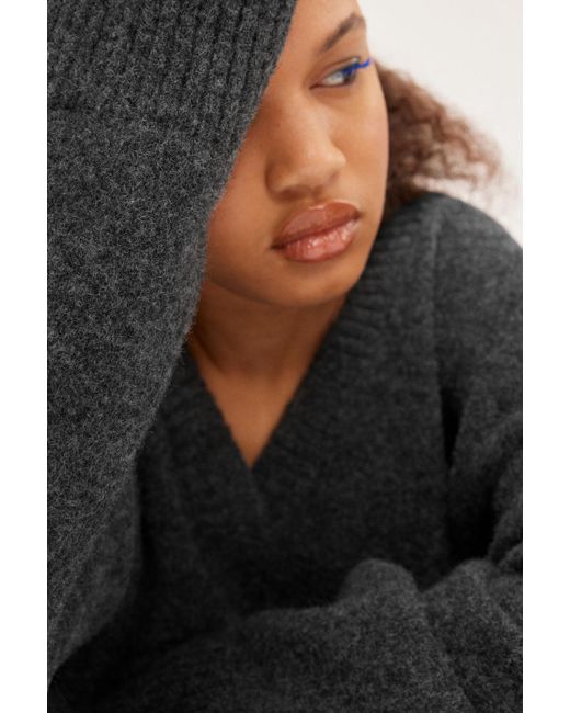 Monki Gray Oversized Wool Blend Sweater