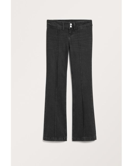 Monki Black Jeans Mit Niedriger Taille Und Bügelfalte