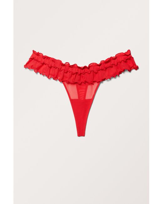 Monki Red Frill Low Waist Thongs