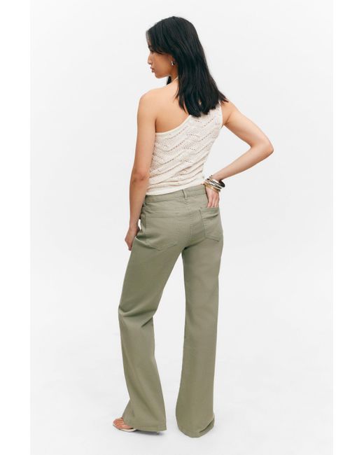 Monki Green Low Waisted Bootcut Twill Trousers
