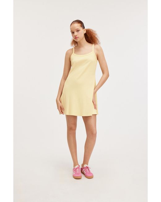 Monki Natural Ribbed Cotton Mini Dress