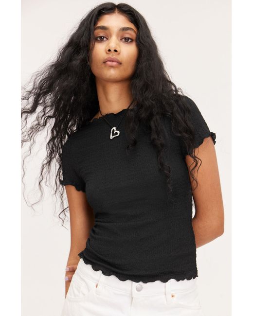 Monki Black Fitted Smock Top