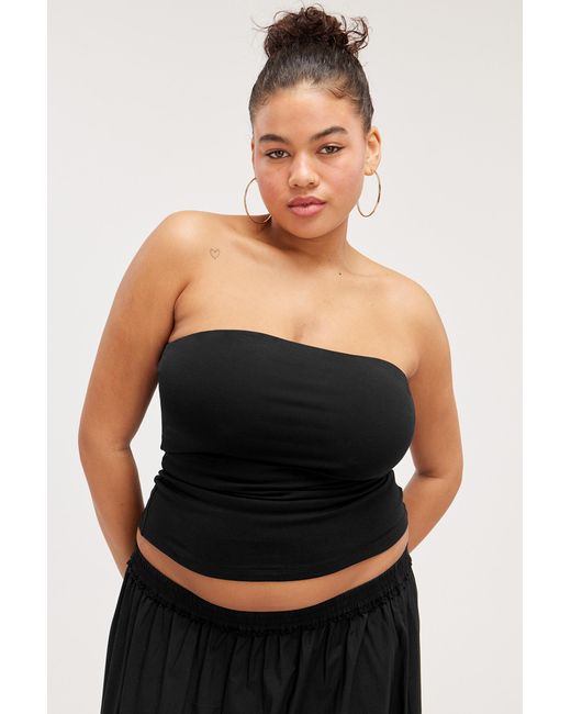Monki Black Smooth Fitted Tube Top