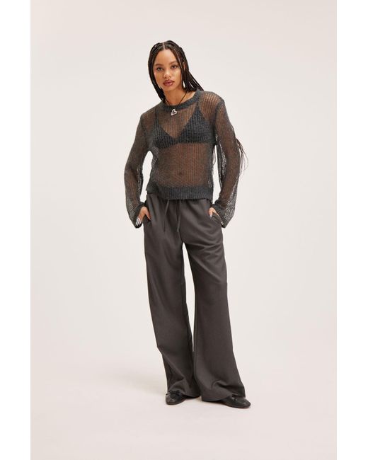Monki Gray Relaxed Dressy Trousers