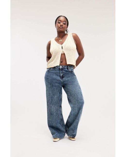 Monki Blue Naoki Low Waist Loose Jeans