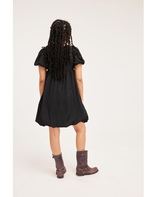 Monki Black Puffy Short Sleeve Dress