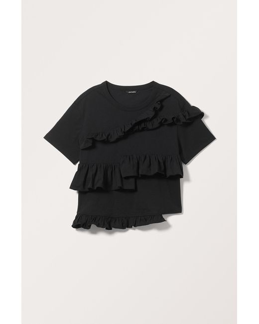 Monki Black Loose Fit Frill Top