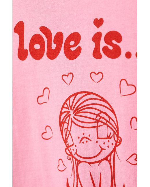 Monki Pink × Love Is... Printed T-shirt