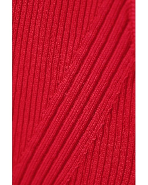 Monki Red Fitted Rib-knitted Tank Top