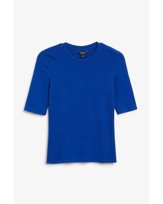 Monki Blue Weiches körpernahes t-shirt blau