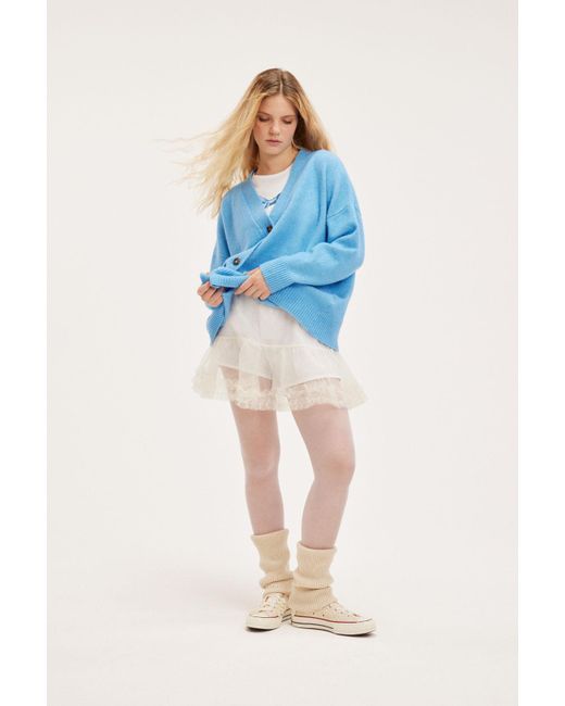 Monki Blue Relaxed Knitted Cardigan