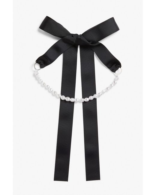 Monki Black Bow Choker Necklace