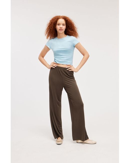 Monki Brown Regular Fit Soft Trousers