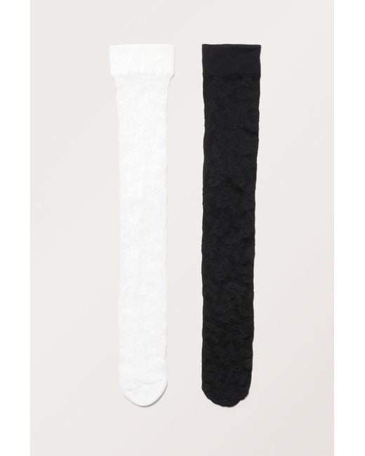 Monki Black 2-pack Lace Knee Socks