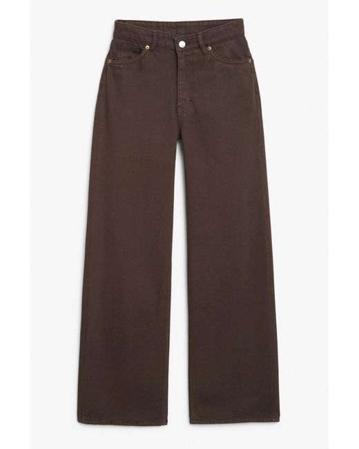Monki Yoko High Waist Wide Brown Jeans | Lyst UK