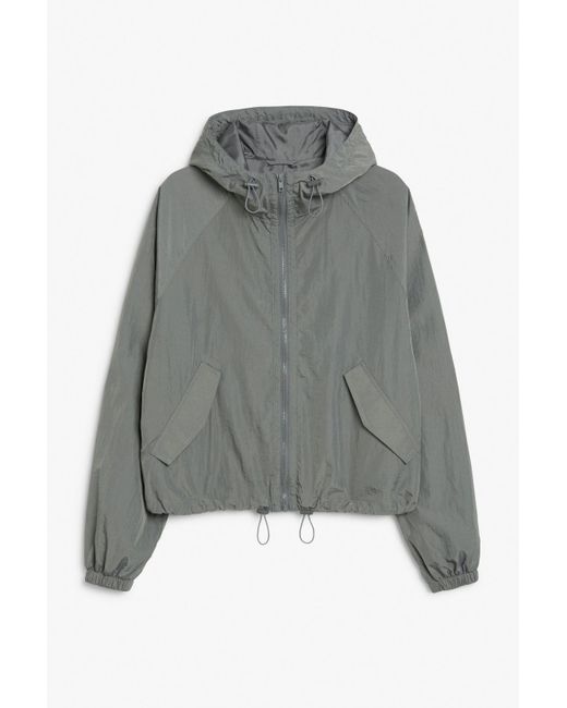 Monki Gray Grey Zip-up Parachute Jacket