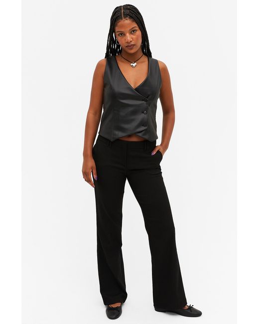Monki Low Waist Tailored Bootcut Trousers in Black | Lyst Canada