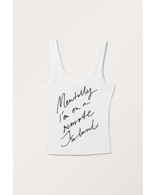 Monki Natural Rib Fitted Tank Top