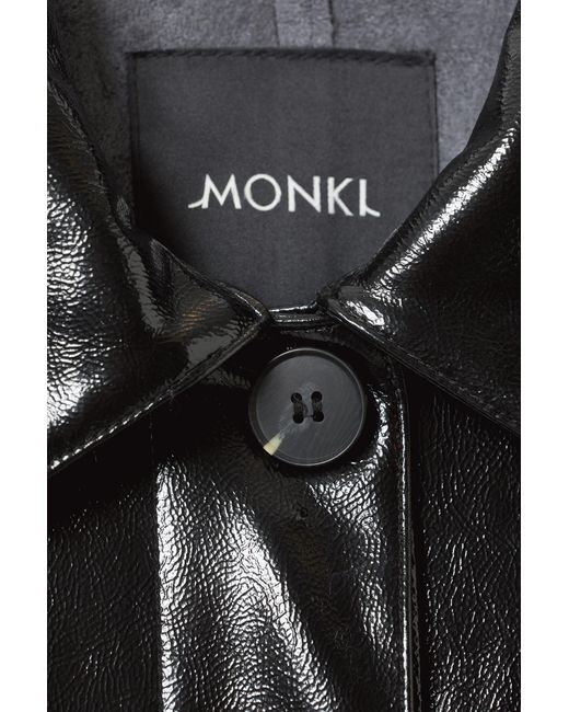 Monki Black Single Breasted Pu Coat