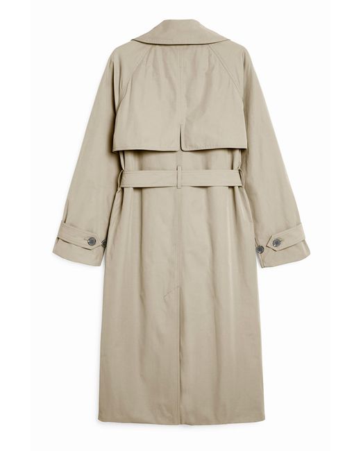 Monki Natural Beige Double-breasted Mid Length Trench Coat