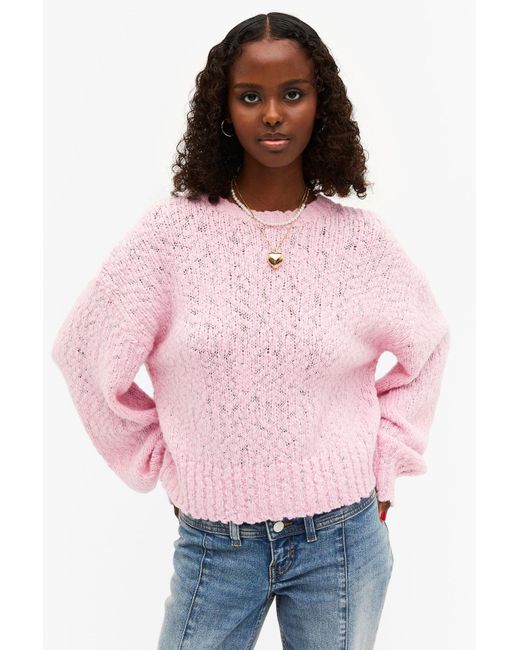 Monki Pink Structured Knit Sweater
