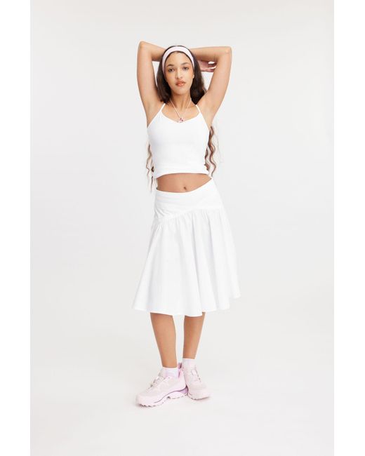 Monki White Knee-length A-line Poplin Skirt