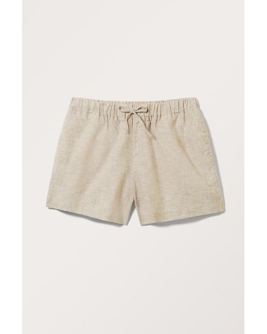 Monki Natural Mini-Shorts Aus Leinenmischung