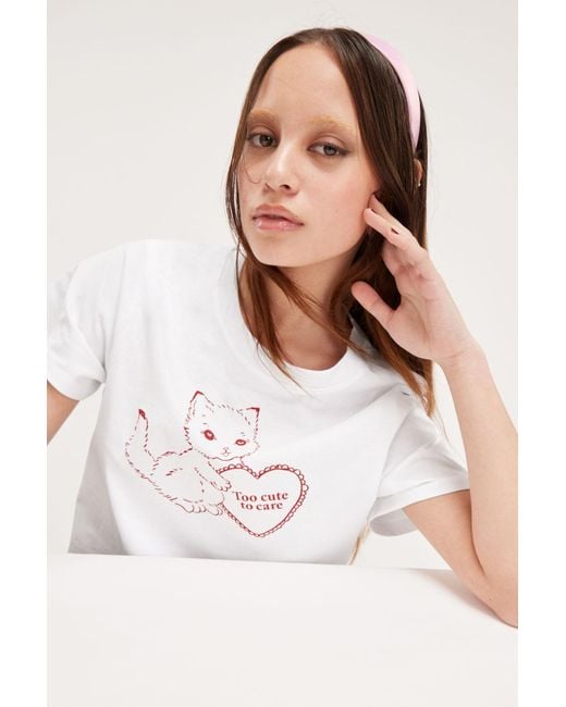 Monki White Graphic Printed T-shirt