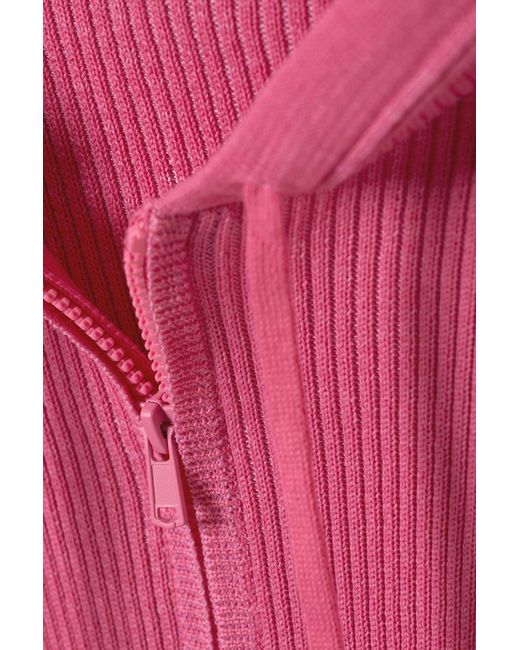 Monki Pink Hooded Knit Cardigan