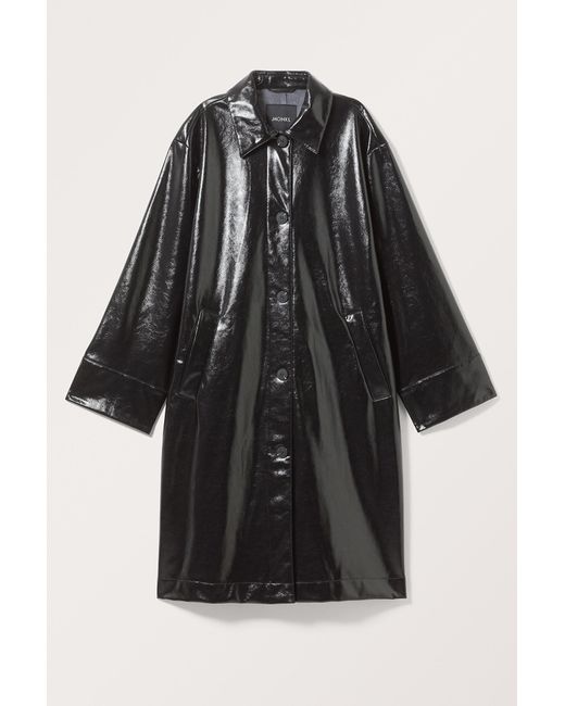 Monki Black Single Breasted Pu Coat