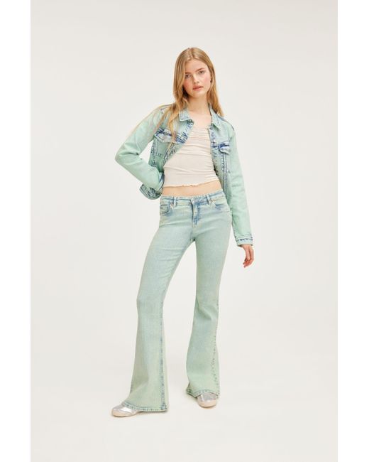 Monki Green Katsumi Low Waist Flared Jeans