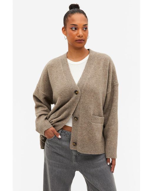 Monki Natural Relaxed Knitted Cardigan