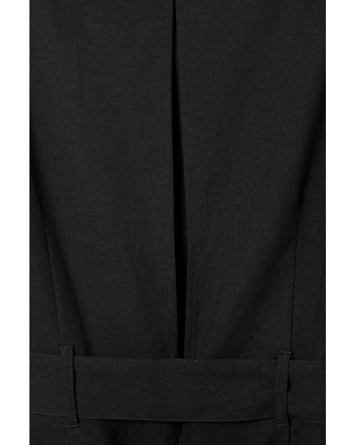Monki Black Sheer Linen Blend Mini Jumpsuit