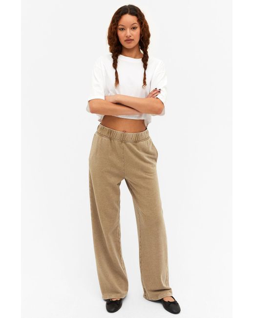 Monki Natural Wide Leg Tracksuit Trousers