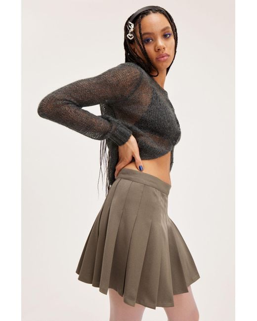 Monki Natural Pleated Mini Skirt
