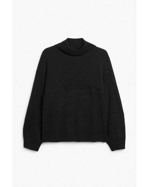 Monki Black Vertical Knit Turtleneck Sweater
