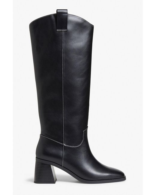 Monki Black Calf-high Faux Leather Boots