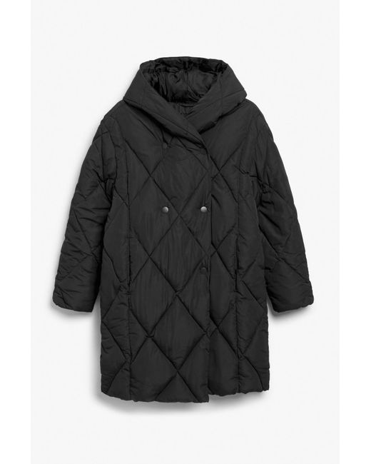 Monki Black Oversized Quilted Puffer Coat
