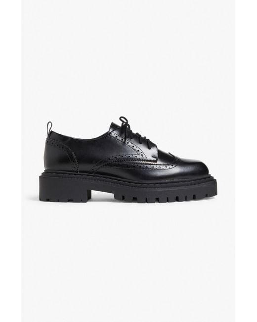 Monki Black Faux Leather Brogues