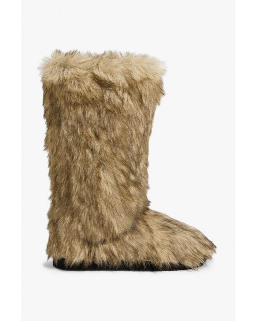 Monki Brown Faux Fur Boots