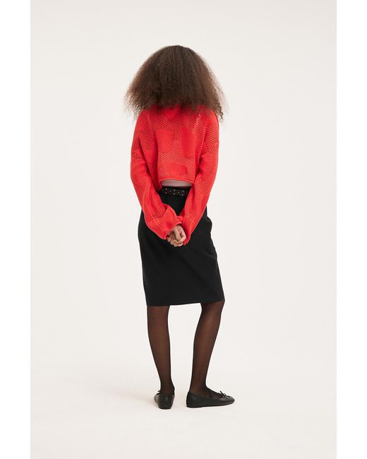 Monki Red Knitted Openwork Sweater