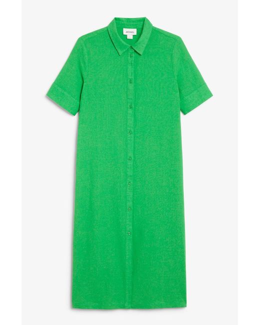 Monki Green Hemdkleid aus leinenmischung