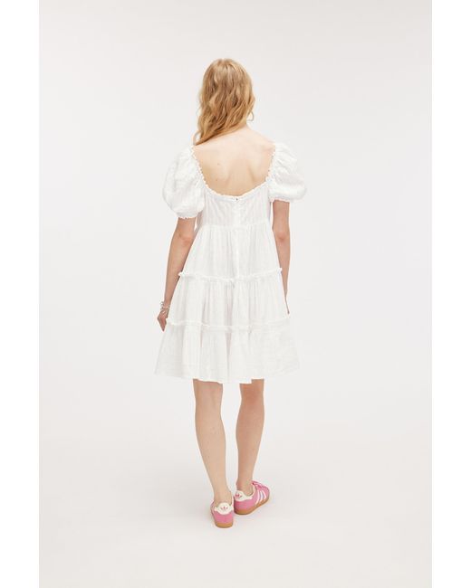 Monki White Short Puffy Babydoll Dress